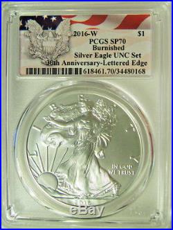 2016-W Burnished Silver Eagle UNC Annual Dollar Set PCGS SP70 HOT! With