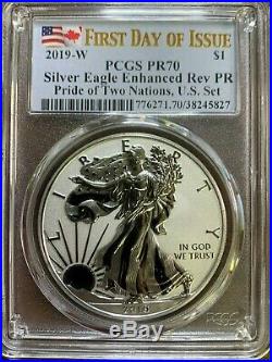2019-W American Silver Eagle Enhanced Rev Proof PCGS PR70 FIRST DAY OF