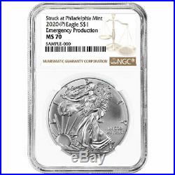 2020 (P) $1 American Silver Eagle NGC MS70 Emergency Production Brown