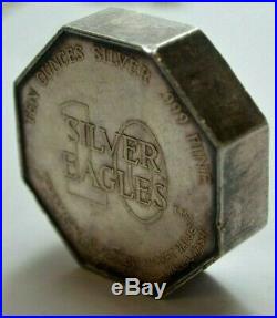 10 OZ 999 Silver OCTAGONAL BAR ROUND 1969 TEN SILVER EAGLES NEST WALLA WALLA, WA