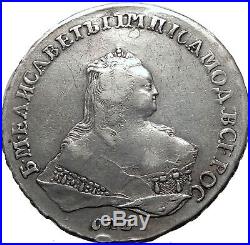 1752 Empress ELIZABETH of RUSSIA Antique Silver Russian Rouble Coin Eagle i64780