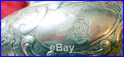 1840s Salisbury & Co Coin Silver Repousse 7 1/2 Pitcher Creamer Eagle Monogram