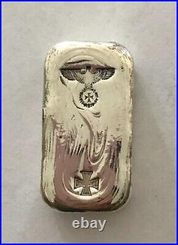 1871 style Iron cross German Eagle 100g SILVER hand poured bar 999. NOT NAZI