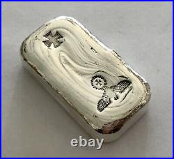 1871 style Iron cross Greman Eagle 100g SILVER hand poured bar 999. NOT NAZI