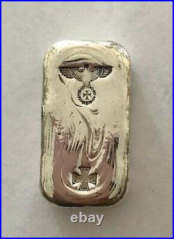 1871 style Iron cross Greman Eagle 100g SILVER hand poured bar 999. NOT NAZI