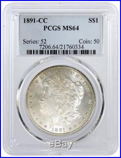 1891 CC $1 Morgan Silver Dollar Top 100 VAM 3 Spitting Eagle PCGS MS64