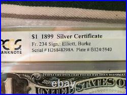 1899 $1 Silver Certificate BLACK EAGLE Elliott/Burke PCGS Choice AU 58! Fr. 234
