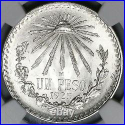 1925 NGC MS 65 Mexico 1 UN Peso Silver Eagle Snake Mint State Coin (22020202C)