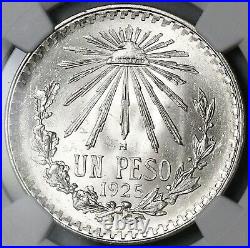 1925 NGC MS 65 Mexico 1 UN Peso Silver Eagle Snake Mint State Coin (22020202C)