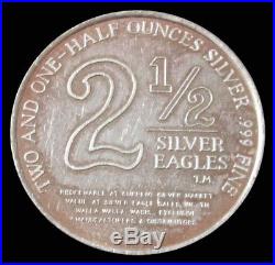 1969 Silver Walla Walla American Eagle 2 1/2 Oz. 999 Fine Round Bar Ingot