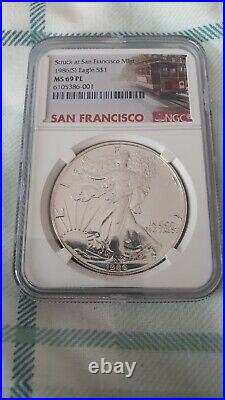 1986 $1 silver eagle ms69pl
