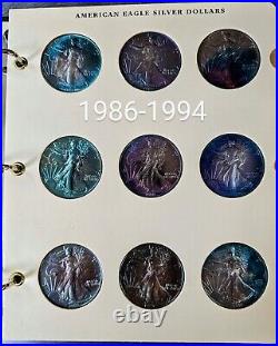 1986-2003 American Silver Eagle Album Set 18 Coins US $1? Rainbow Toning 1996
