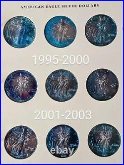 1986-2003 American Silver Eagle Album Set 18 Coins US $1? Rainbow Toning 1996