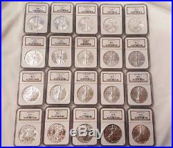 1986-2005 $1 Silver American Eagle NGC MS69 LOT OF 20 CERTIFIED COINS