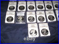 1986-2005 Silver Eagle 20 Coin Proof Set Graded PF69 Ultra Cameo Collection
