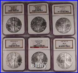 1986-2007 $1 1 Oz 999 American Eagle Silver Coin 22 Piece Set All MS69 by NGC BU