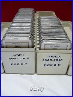 1986-2016/17 ordered Silver Eagle Set NGC MS 69 (31/2 Coins in 2 NGC Coin Trays)