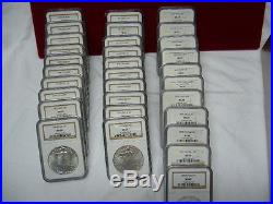 1986-2016/17 ordered Silver Eagle Set NGC MS 69 (31/2 Coins in 2 NGC Coin Trays)