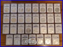 1986-2016 Silver Eagle 31 Coin Set+ 2006w-2016w Burnished= 40 Coin Set NGC MS69