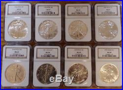 1986-2016 Silver Eagle 31 Coin Set+ 2006w-2016w Burnished= 40 Coin Set NGC MS69