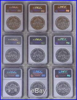 1986-2017 32 Coin American Silver Eagle Complete Set, Ngc Ms-69, Deluxe Binder