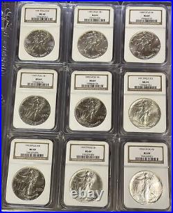 1986-2018 1 Oz American Silver Eagle 33 Coin Uncirculated Set Ngc Ms-69 + Album