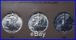 1986-2018 Silver Eagle Complete Set 33 Gem Bu Coins. Dansco Includes New 2018