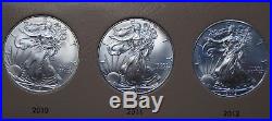 1986-2018 Silver Eagle Complete Set 33 Gem Bu Coins. Dansco Includes New 2018