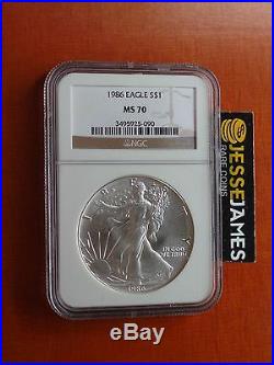 1986 American Silver Eagle Ngc Ms70 Top Pop Beautiful Coin