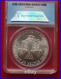 1986 American Eagle Silver Dollar ANACS Graded MS 70