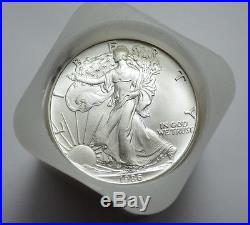 1986 American Silver Eagle Dollar 1 oz. 999 Fine Silver Original Roll of 20, UNC