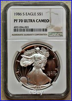1986-S Proof American Silver Eagle $1 NGC PF70 Ultra Cameo