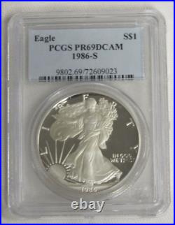 1986-s Proof Silver American Eagle Pcgs Pr69 Dcam