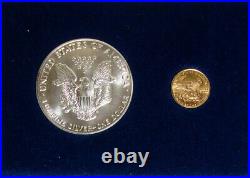 1987 $1 1 oz American Silver Eagle & $5 1/10 oz American Gold Eagle Set In Box
