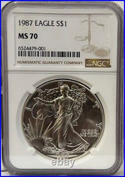 1987 $1 American Silver Eagle NGC MS70 Freshly Graded
