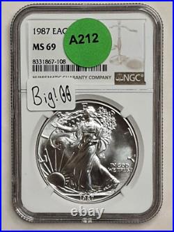 1987 American Silver Eagle MS-69 NGC N A212 (Combined shipping) 1987 American Silver Eagle MS-69 NGC N A212 (Combined shipping)