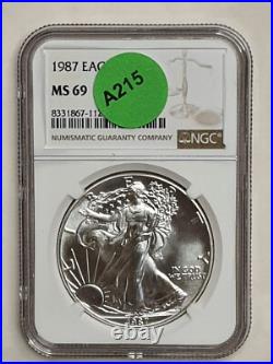 1987 American Silver Eagle MS-69 NGC N A215 (Combined shipping) 1987 American Silver Eagle MS-69 NGC N A215 (Combined shipping)