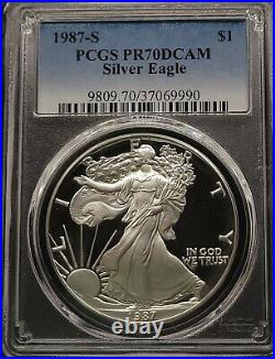 1987-S PCGS PR70 DCAM American Silver Eagle S$1 Proof PF 70 1oz Silver Dollar