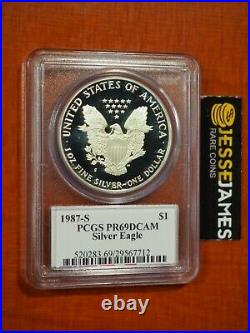 1987 S Proof Silver Eagle Pcgs Pr69 Dcam Edmund Moy Hand Signed Flag Label