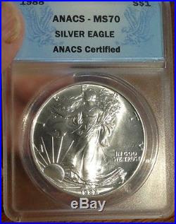 1988 Silver Eagle. Ms70. Perfect Coin. Very Rare