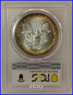 1989 $1 Rainbow Toned Silver Eagle ASE PCGS Genuine Unc Quest Color? LH657