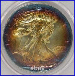 1989 $1 Rainbow Toned Silver Eagle ASE PCGS Genuine Unc Quest Color? LH657