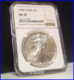 1989 American Silver Eagle $1 Coin Ngc Ms70 / Beautiful / No Milk Spots
