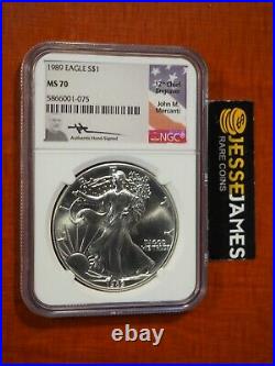 1989 American Silver Eagle Ngc Ms70 John Mercanti Signed Beautiful Coin Low Pop