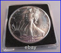 1989 USA American Eagle Silver One Dollar $1 Coin In Quad Capsule Box & Coa