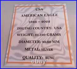 1989 USA American Eagle Silver One Dollar $1 Coin In Quad Capsule Box & Coa