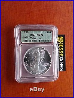 1990 Silver Eagle Icg Ms70 Better Date Stunning Coin. See All My Others