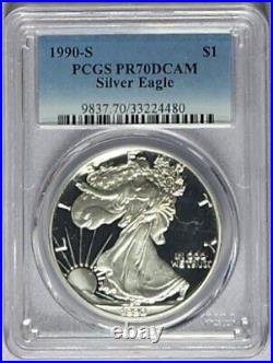 1990-S Proof Silver Eagle PCGS PR70DCAM Blue Label
