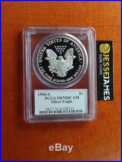 1990 S Proof Silver Eagle Pcgs Pr70 Dcam Rare Flag Mercanti Signed Label