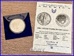 1990 United States Silver Eagle 1 Dollar 1oz Fine. 999 Silver